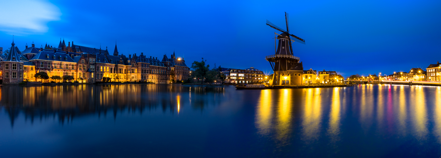 Blend of Windmill de Adriaan in Haarlem and Binnenhof in The Hague, Netherlands