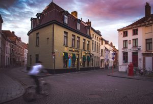 Whizzing past blazing skies, Brugge, Belgium