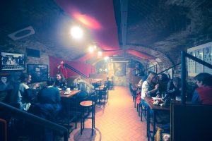 KGB Bar in Bratislava, Slovakia, with it’s mysterious smoke-filled atmosphere and communist era memorabilia.