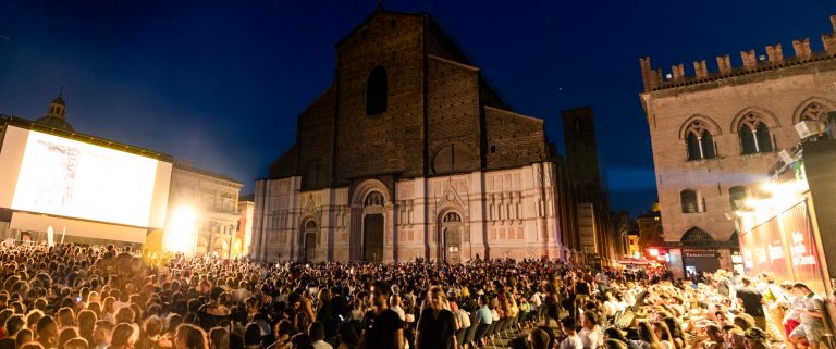Just before the light are switched off at Piazza Maggiore in Bologna and the movie begins