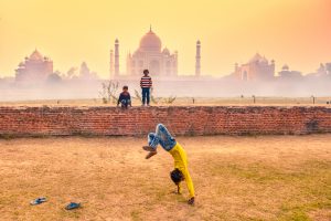 Kids having fun, Taj Mahal view be damned