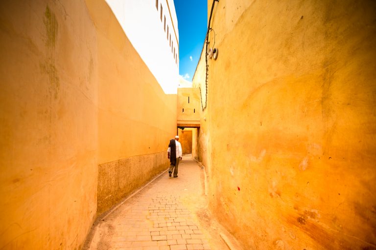 One of the purported 9,000 alleys of the old medina in Fes (Fez) Morocco