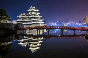 Matsumoto (Crow) castle on a freezing December night, Japan