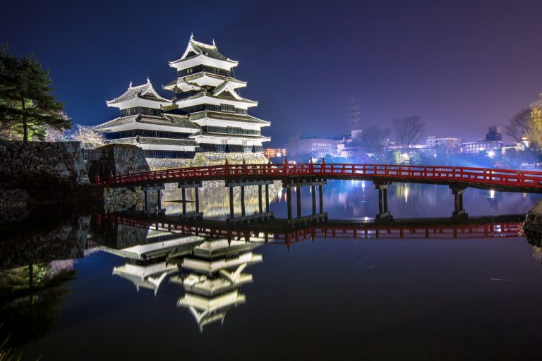 Matsumoto (Crow) castle on a freezing December night, Japan
